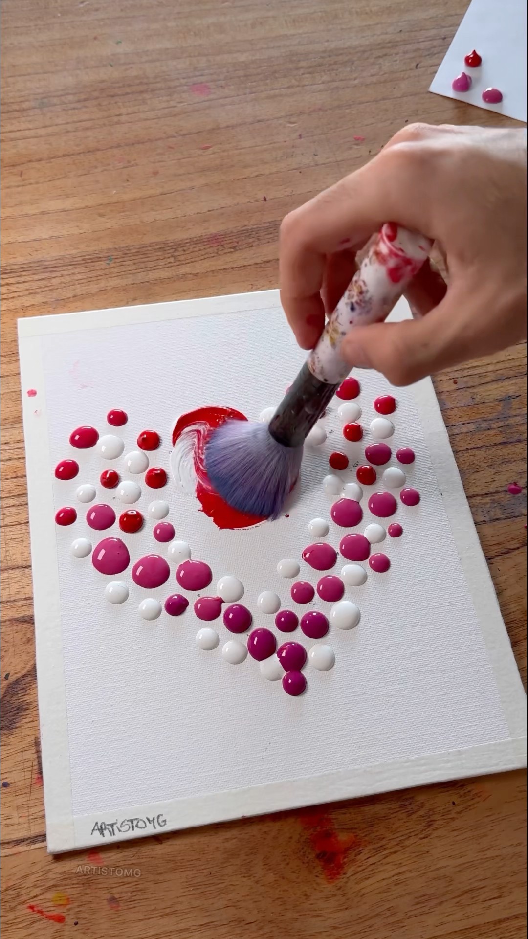 Easy Painting with Pink Tones Using a Make-Up Brush! ?✨? #art #painting #satisfyinart
