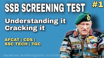 SSB Screening Test for AFCAT | CDS | SSC TECH | TGC
