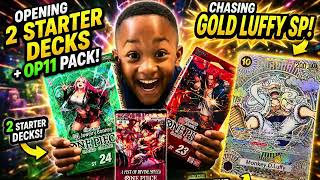 GOLD LUFFY SP HUNT! Opening 2 One Piece Starter Decks + OP11 Packs!