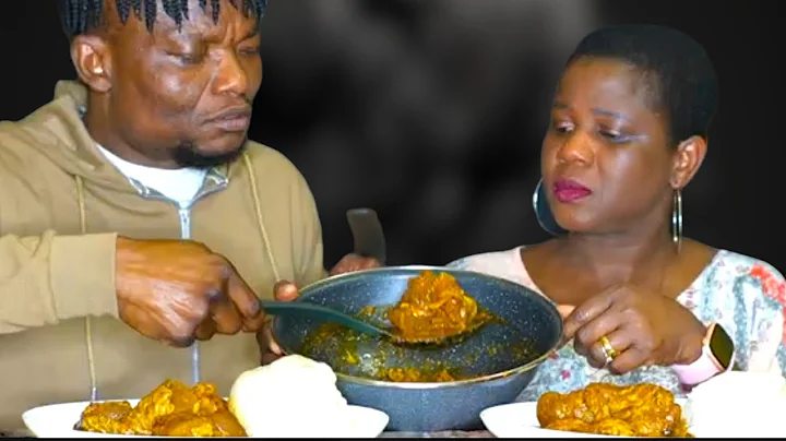 ONE LOVE KEEPS US TOGETHER ASMR POUNDO YAM AND BANGA SOUP WITH ASSORTED MEAT AFRICAN FOOD MUKBANG