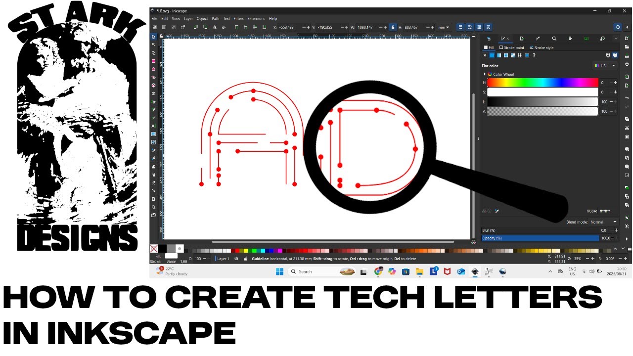 How to create tech letters in inkscape - YouTube