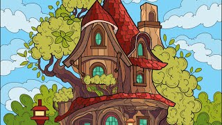 Happy Color app Tree House Paint by Numbers #colorwithme #relaxing #coloring #video #book screenshot 3
