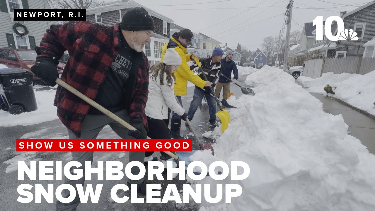 Newport neighbors dig out together after the blizzard of 2026 - YouTube