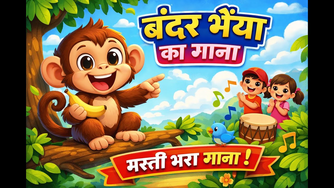 बंदर भैया का गाना 🐒 | Funny Monkey Song in Hindi | Kids Rhymes & Cartoon Song