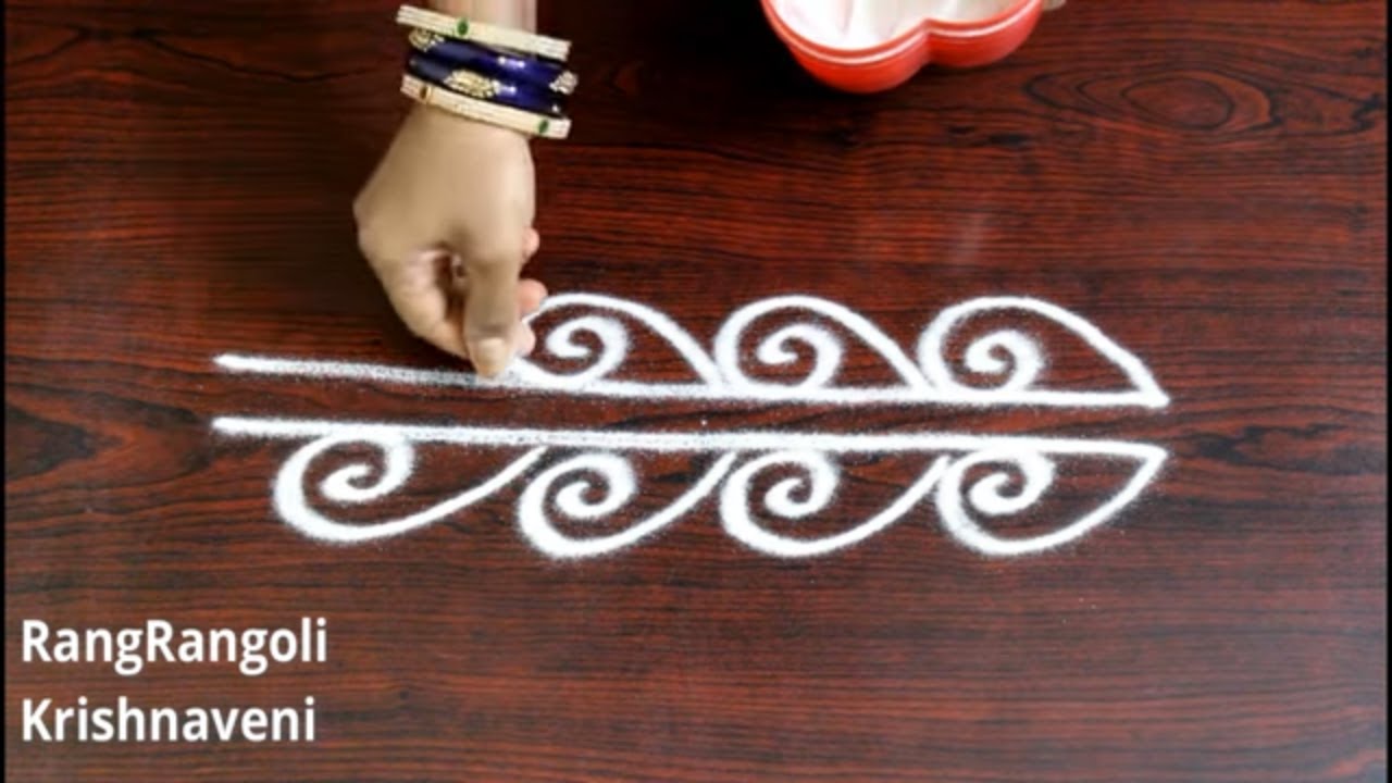 Easy Border Rangoli Designs | Simple Side Borders for Muggulu | RangRangoli Krishnaveni