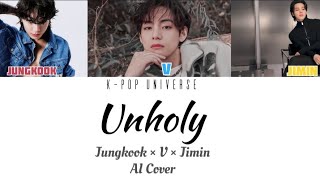 Jungkook × V × Jimin - Unholy (Original by Kim Petras and Sam Smith) (Colour Coded Lyrics) AI Cover