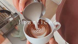 BARISTAJOY ☕ Basic Latte art that I practiced for a week (Heart, Tulip, Rosetta, Swan, Rose,,)