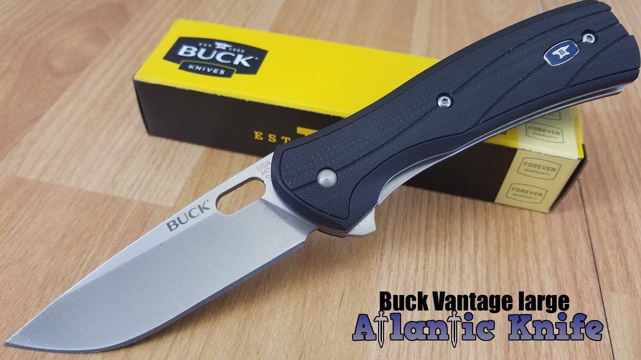 BUCK KNIVES VANTAGE PRO BLACK G10 HANDLE FOLDING DROP PT BLADE KNIFE 347BKS1 YouTube