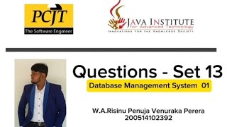 Question Set 13 | Database Management System | Java Institute