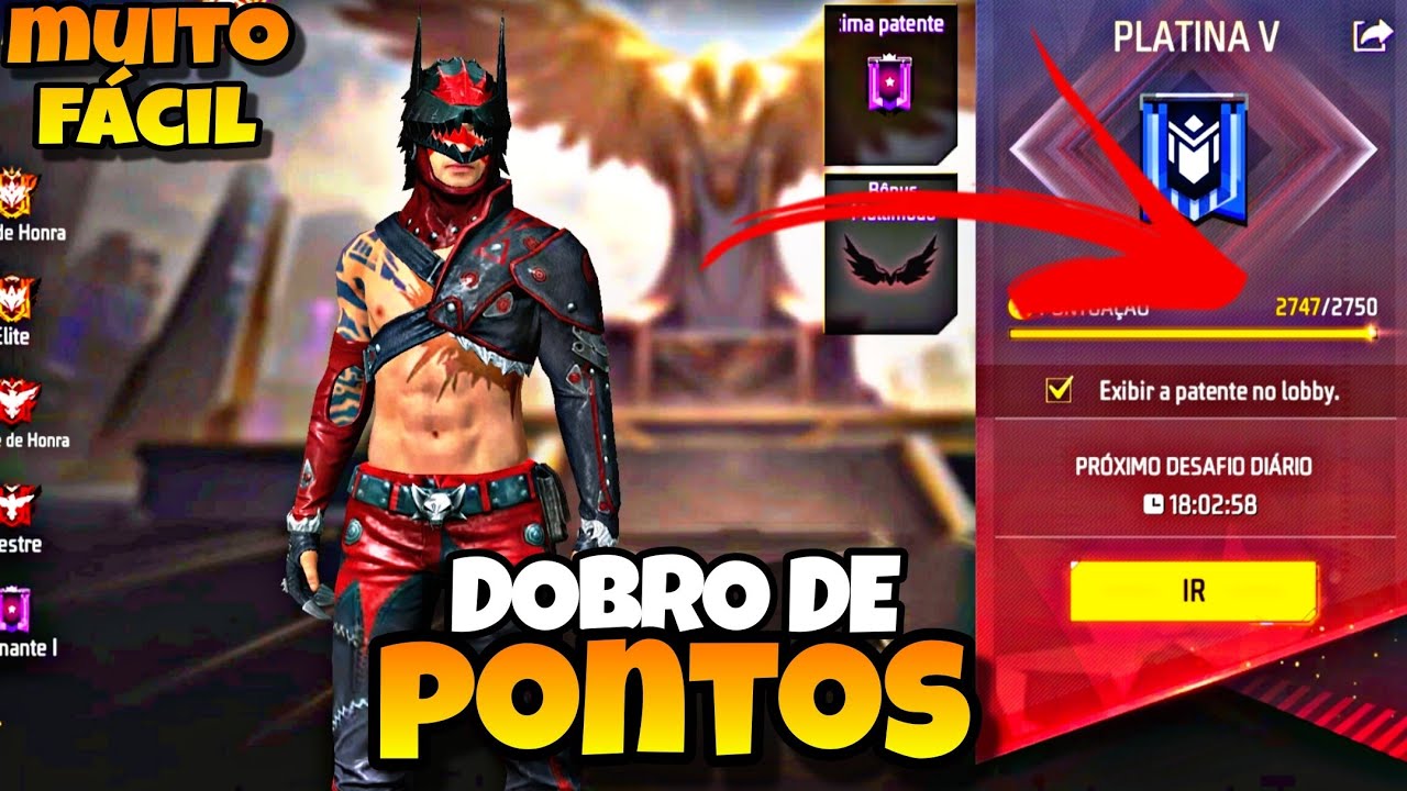 GANHE PONTOS EM DOBRO! DO PLATINA AO MESTRE COM ALEATÓRIOS, FREE FIRE MOBILE 