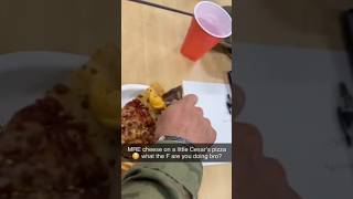 US Army Soldier Puts Cheese Spread On Little Caesars Pizza