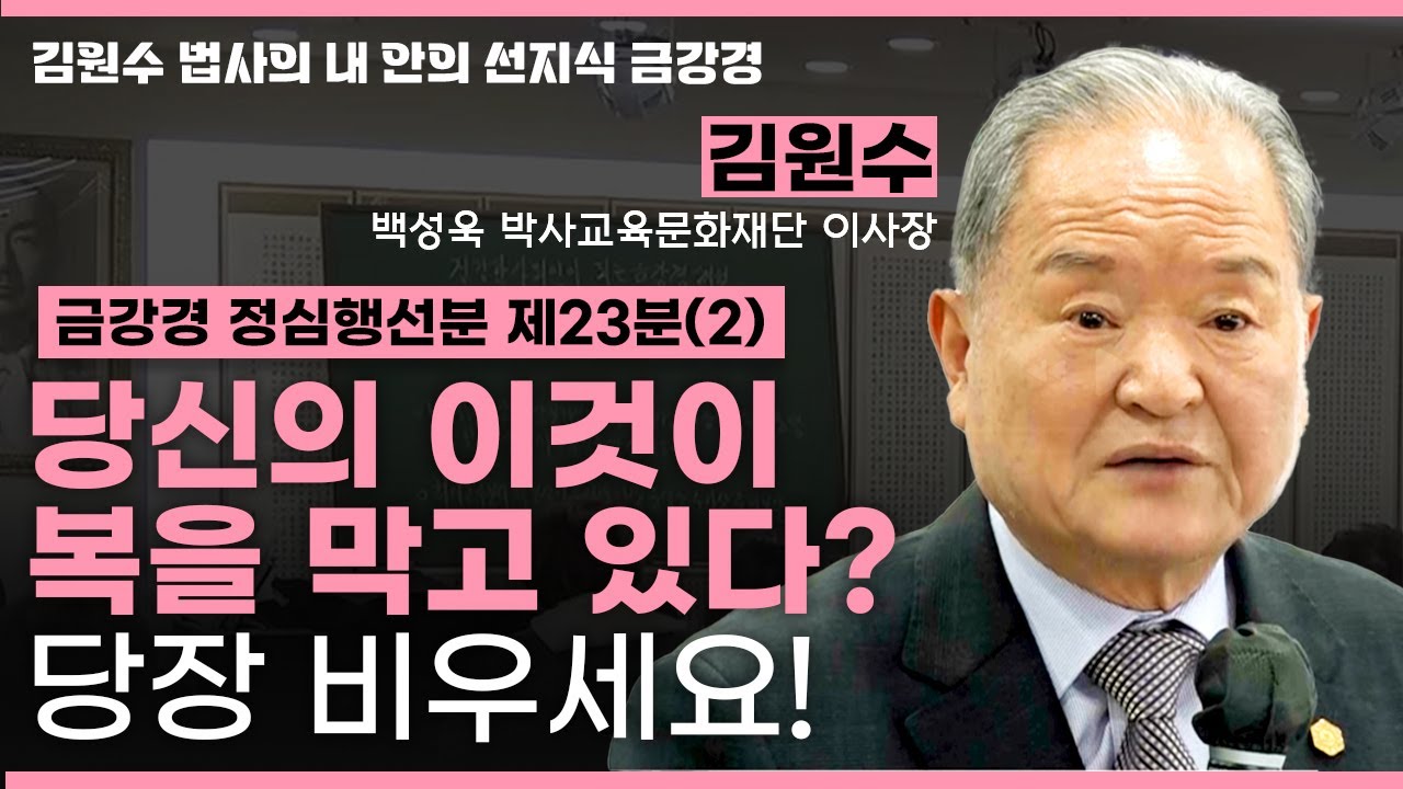 당신에게 복이 안 들어오는 이유?😳 비우지 못하면 복도 없다🧘‍♂️ㅣ금강경 정심행선분 제23분(2) [김원수 법사의 내안의 선지식 금강경 347회]