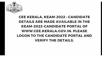 *CEE KERALA, KEAM-2022 : Candidate details are made Available In application Portal* :