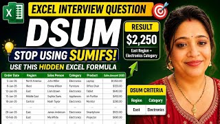 Excel Interview Question | Stop Using SUMIFS! Use DSUM Instead 🔥#sunainalakshyaedu
