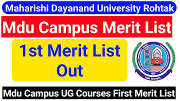 Mdu Merit list || Mdu Campus 1st merit list 2021 || Mdu University UG first Merit list out