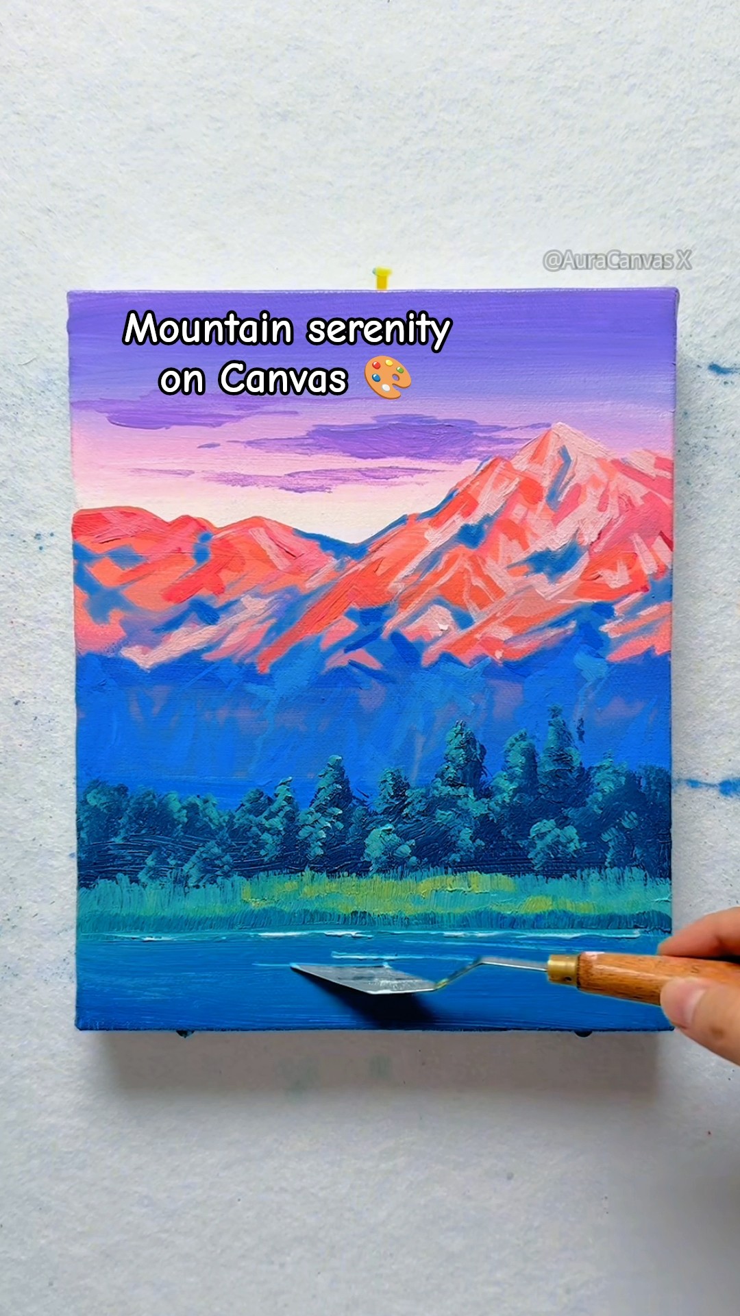 Mountain Serenity on Canvas 🎨 beautiful landscape Acrylic