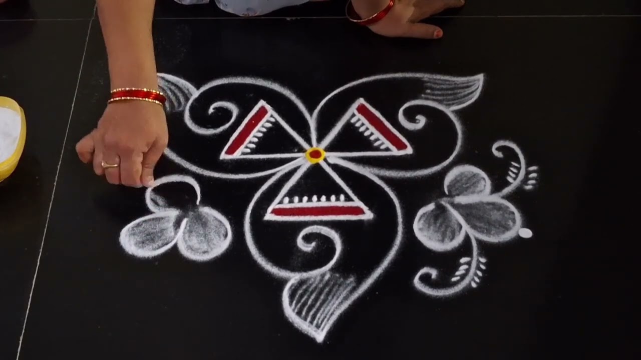 Simple rangoli design 🌹3×2dots 🌹 simple side border rangoli design 🌹 daily muggulu 🌹 easy rangoli 