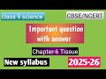 class 9 science chapter 6 tissue important question answer I chapter 6 tissue important questions