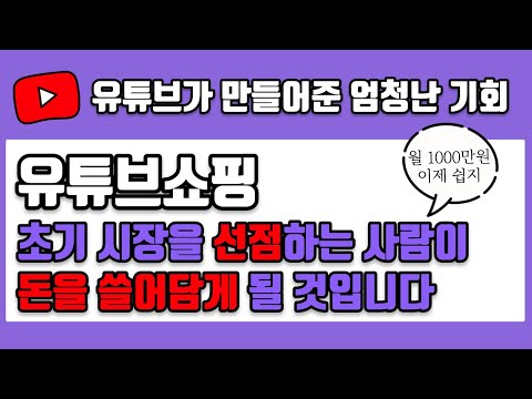 유튜브의 큰 변화 유튜브쇼핑 초기시장을 선점하는 사람이 모든 수익을 가져갈 것입니다 