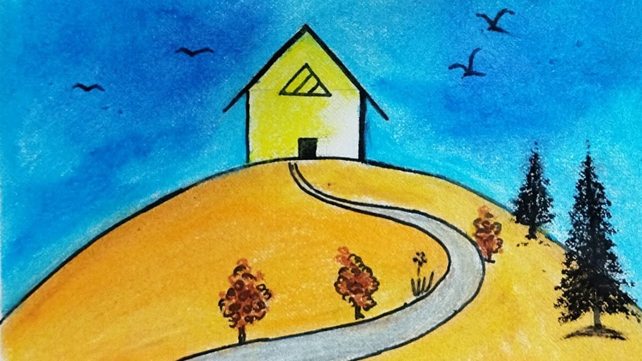 Easy Landscape Drawing for Kids and beginners /Learn nature Landscapes ...