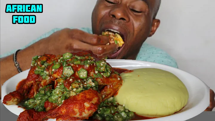 Asmr Full Chicken With Okra Soup And Stew With Fufu | Eating Show | African Food Mukbang