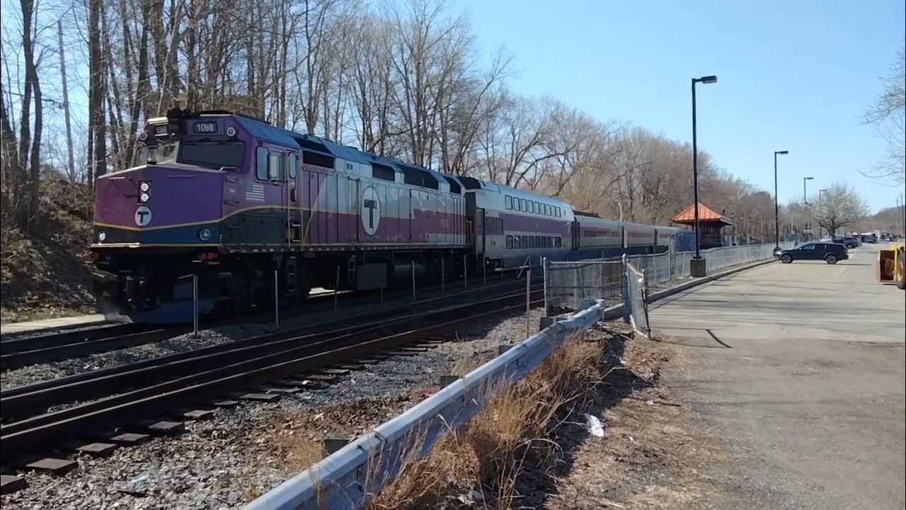 03/27/23MBTA passenger train approaches Bradford mass train. Flag stop