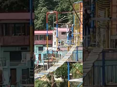 Trying First time zip line across ravine