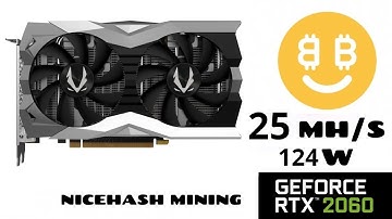 Nvidia RTX 2060 6GB | Mining with Nicehash | 25 mh/s 124W