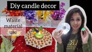 Diy candle decor|cd upcycle ideas|Best out of waste|#festival #easydiy #creativity#diwalispecial