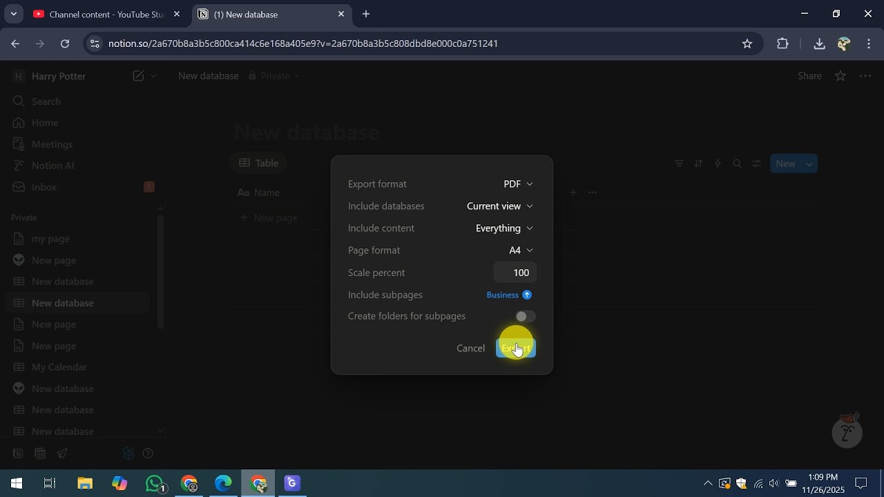 Как сохранить страницу «Notion» в формате PDF