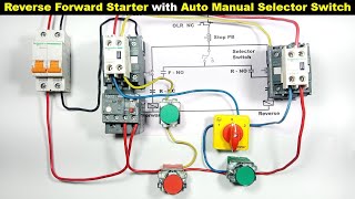 Reverse Forward Starter Control Wiring with Auto manual Selector Switch @ElectricalTechnician