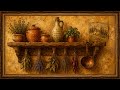 Vintage Tuscan Herbs &amp; Olive | 1 Hour Silent Ambient No Music | Italian Kitchen Botanical Art