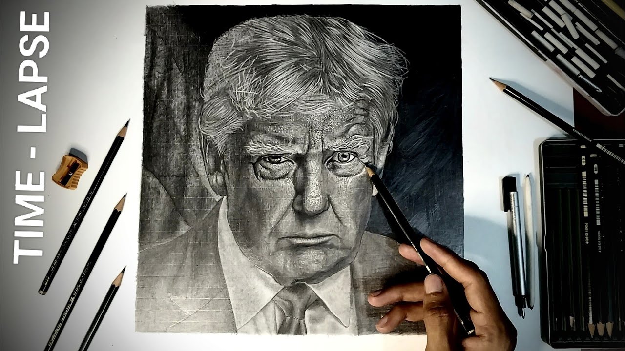 Hyper Realistic Donald Trump Sketch | Pencil Drawing Time Lapse | Viral Art by Badshra Art 