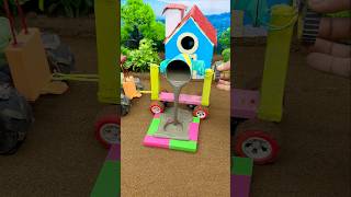 😱 Amazing Mini Tractor Making Cement Pillar | DIY Real Working Construction Machine 🚜 #shorts