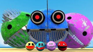 Robot Pacman vs Cartoon Cat vs Ms-Pacman vs Scary Pacman is a Rehearsal to go to Lava Monster Pacman