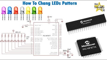 Microcontroller PIC16F877 Video 11 How To Change LED Pattern Using Mikro C for PIC