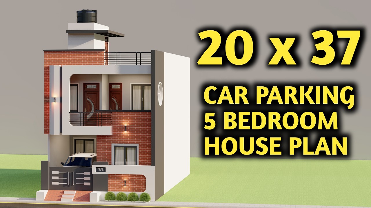 20x37 Car Parking 5 Bedroom House Plan,दो मंजिल मकान का नक्शा