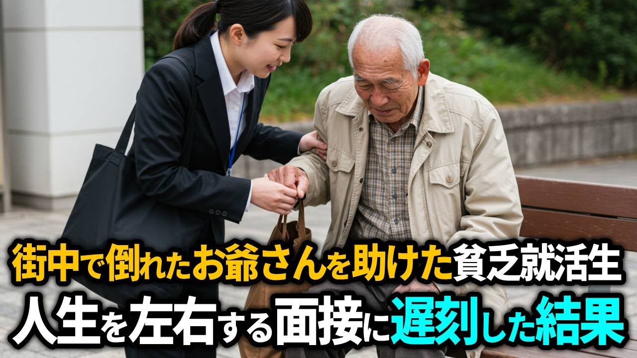 街中で倒れたお爺さんを助けた貧乏就活生、人生を左右する面接に遅刻した結果