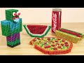 Minecraft Mukbang : FAST FOOD Eating Challenge from Magnetic balls | Magnet Stop Motion Cooking ASMR