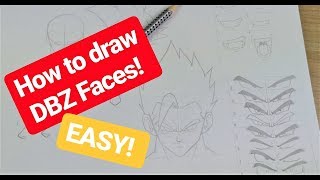 Drawing Tutorial on DBZ Faces! How to draw Eyes, Noses & Mouths Easy! | TolgArt
