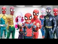 What if all color spiderman in 1 house rescue kid spider man with superhero power funny action