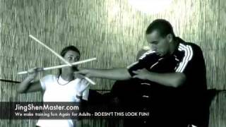 Jing Shen Kuoshu - Alysia & Greg Working Single Stick Angling & Flowing Drill