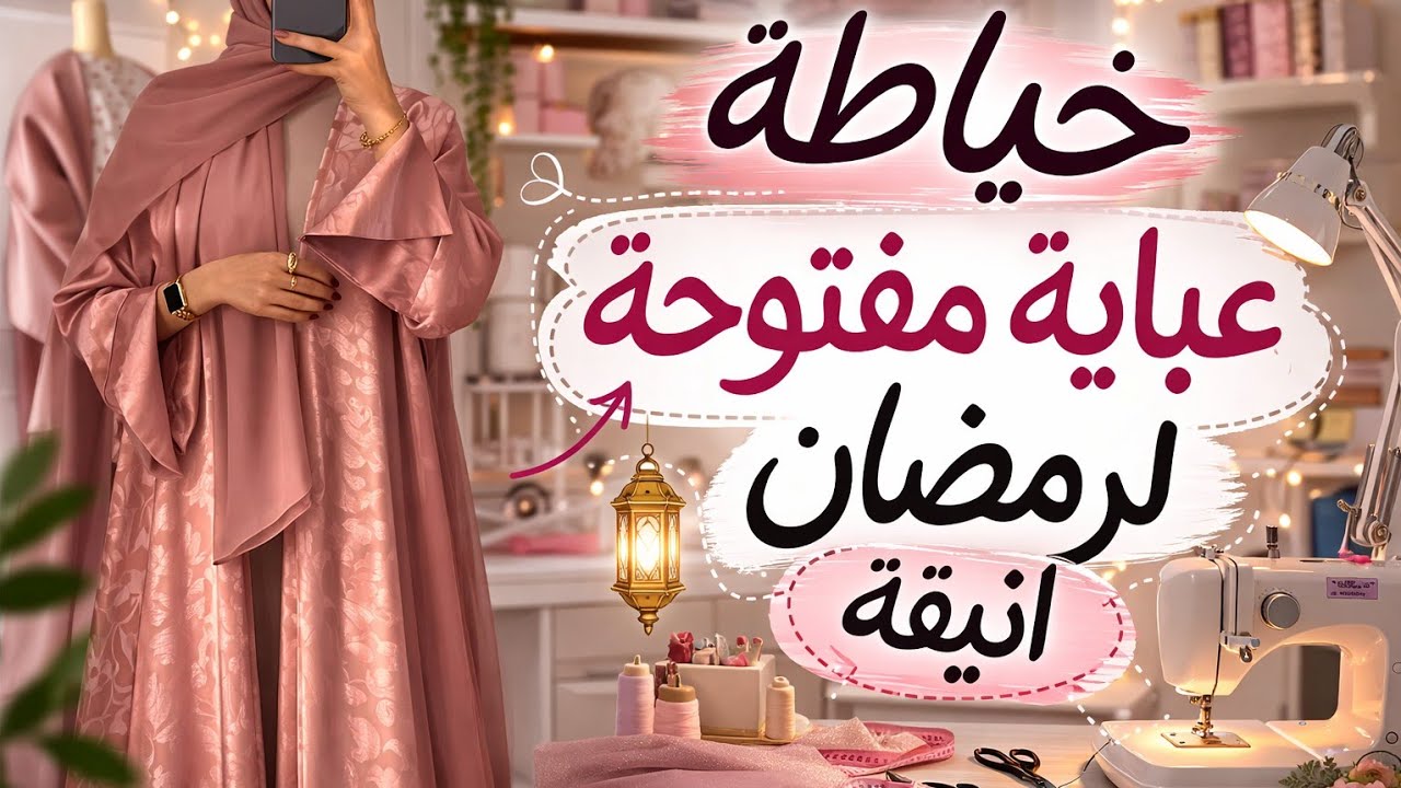 طريقة تقفيل عباية مفتوحة بكم مفتوح مبطن علي ماكينه الخياطه| عباية رمضان والعيد أنيقة وسهلة