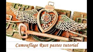 Finnabair Camouflage Rust pastes - mixed media tutorial