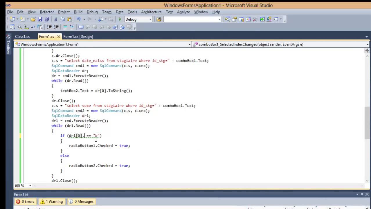 C# TUTORIAL GESTION STAGIAIRE MODE CONNECTER (ADO.NET) - YouTube