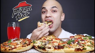 تحدي اكل 2 بيتزا من بيتزا هت مليئة بالجبن والخضروات واقوى اصوات اكل حقيقة Pizza Hut ASMR