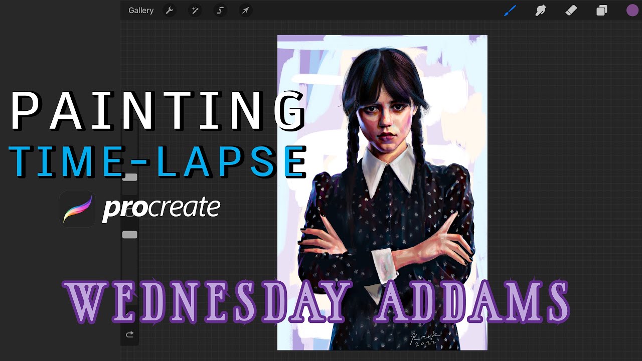 Painting on My iPad pro || Wednesday Addams || #procreates Time-Lapse ...