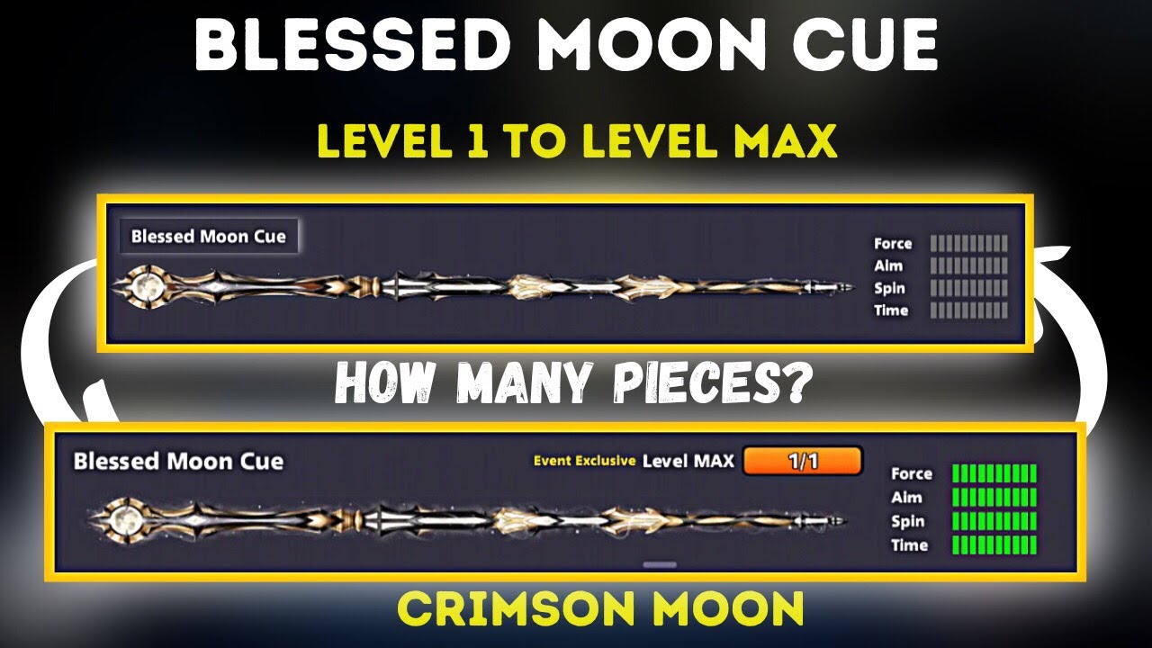 8 ball pool blessed moon cue level max with 600 pieces l 13 winstreak l Miniclip