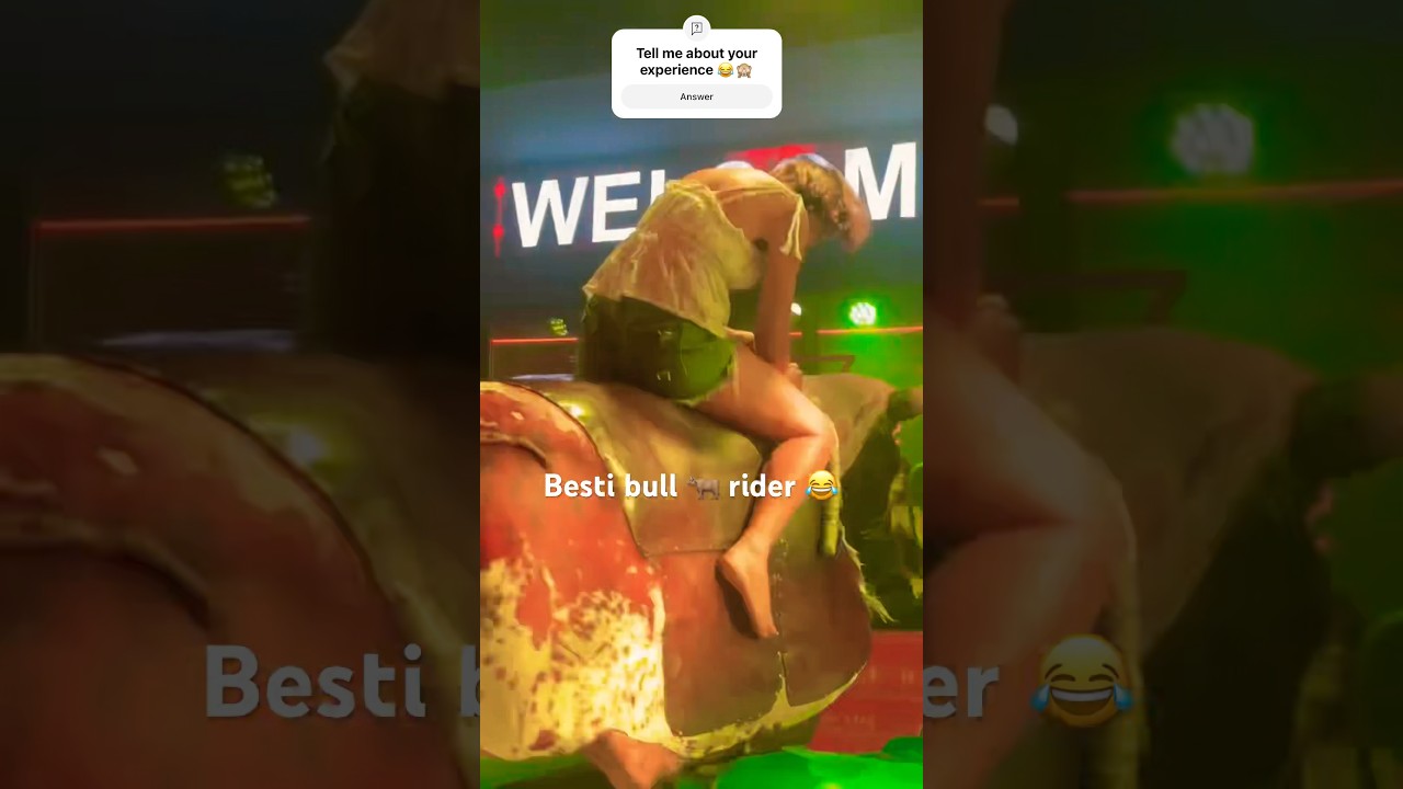 Besti girl enjoy mechanical bull 🐂 riding in Benidorm Spain 