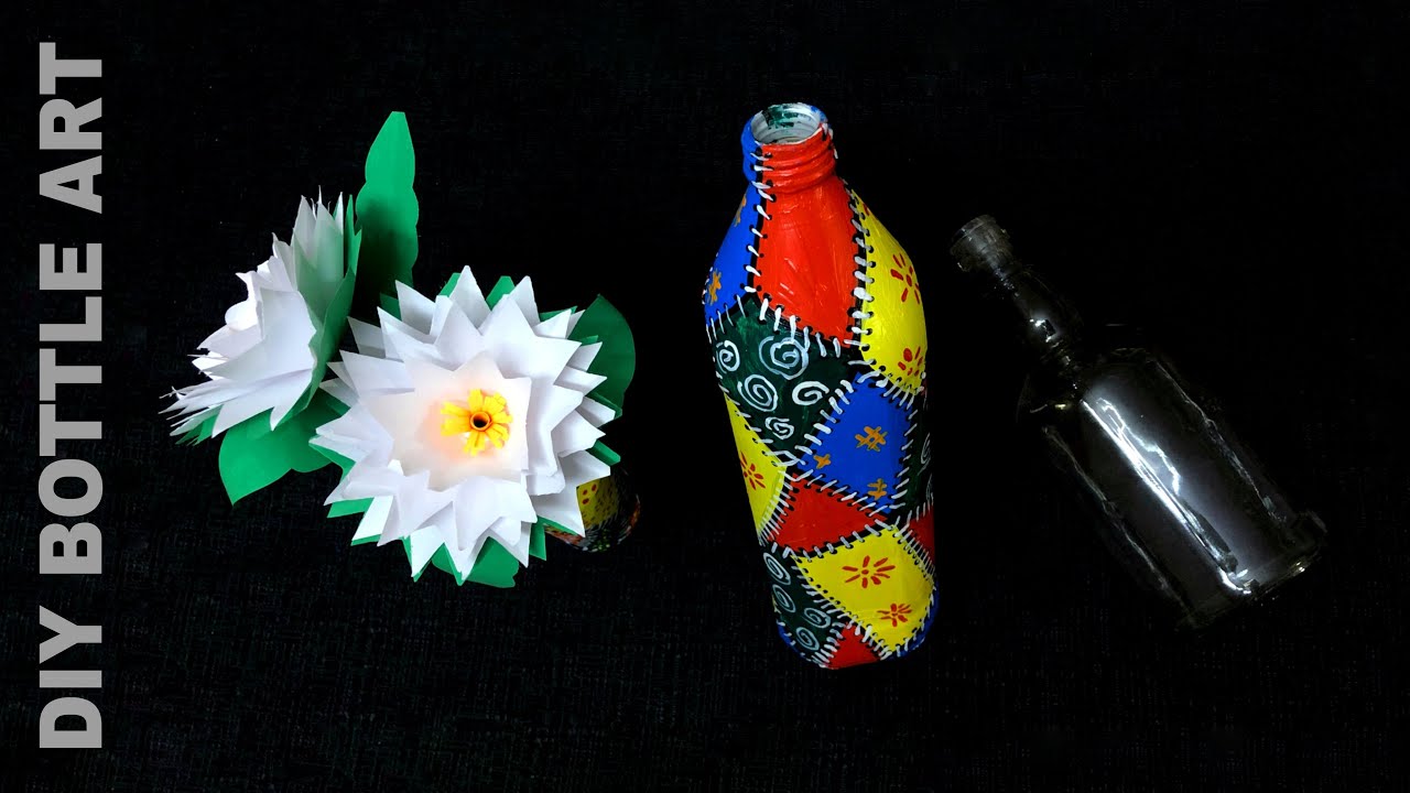 How to Make Abstract Painting on Bottle | Best Out of Waste | Easy DIY ...